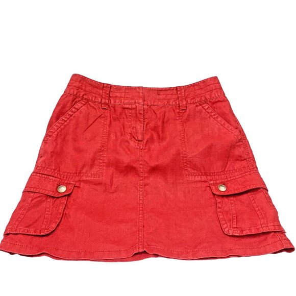 Ann Taylor Crimson‎ 100% Linen Cargo Mini Skirt - Picture 8 of 8